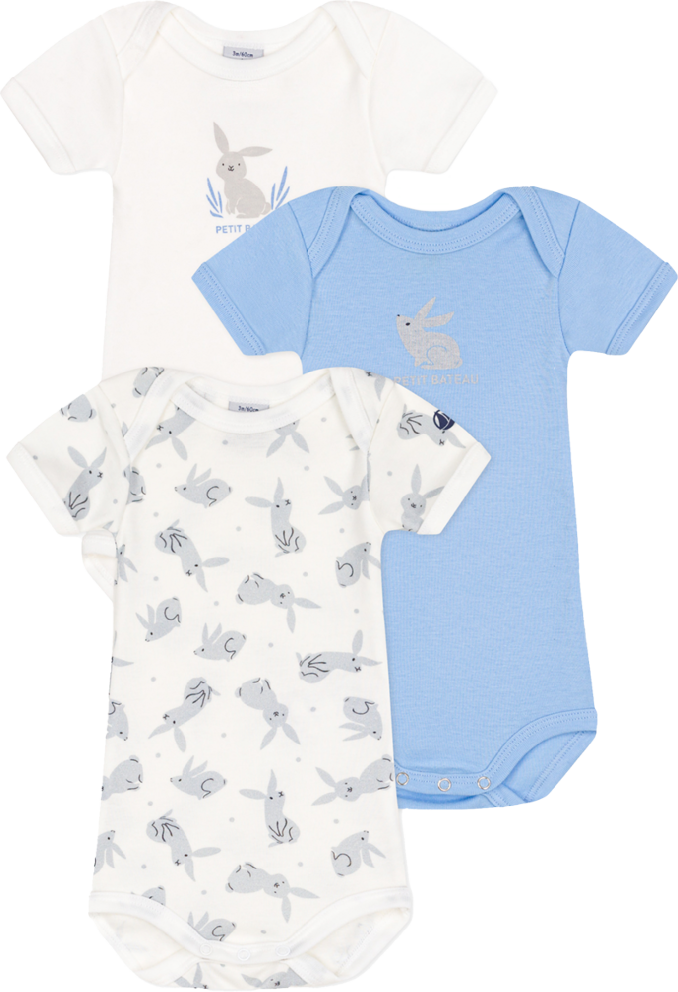 LOT DE 3 BODIES MANCHES COURTES OU MANCHES LONGUES BEBE
