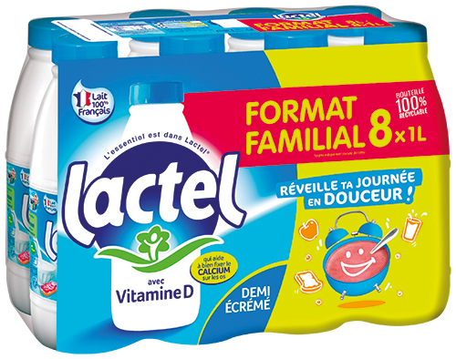 LAIT UHT VITAMINE D DEMI-ÉCRÉMÉ FORMAT FAMILIAL