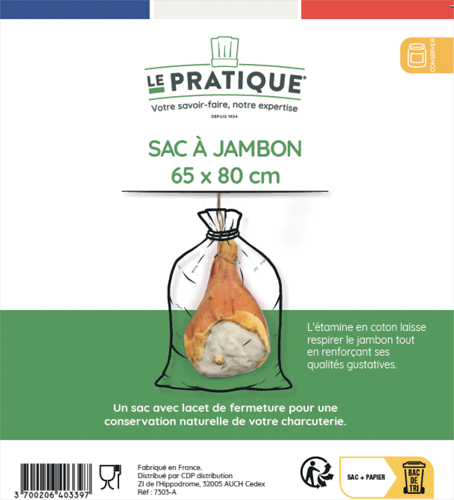 SAC À JAMBON COTON ÉCRU ETAME