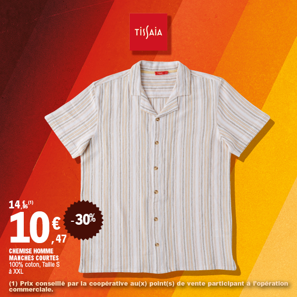 CHEMISE HOMME MANCHES COURTES