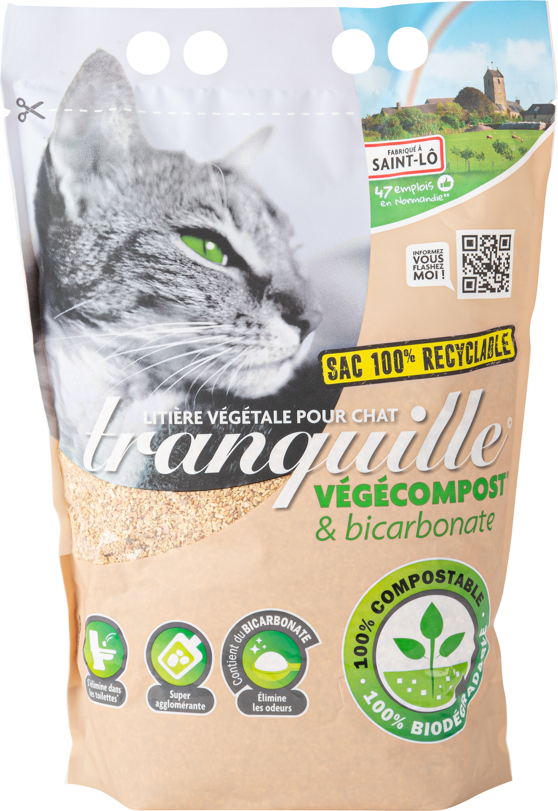 LITIÈRE TRANQUILLE
VÉGÉCOMPOST ET BICARBONATE