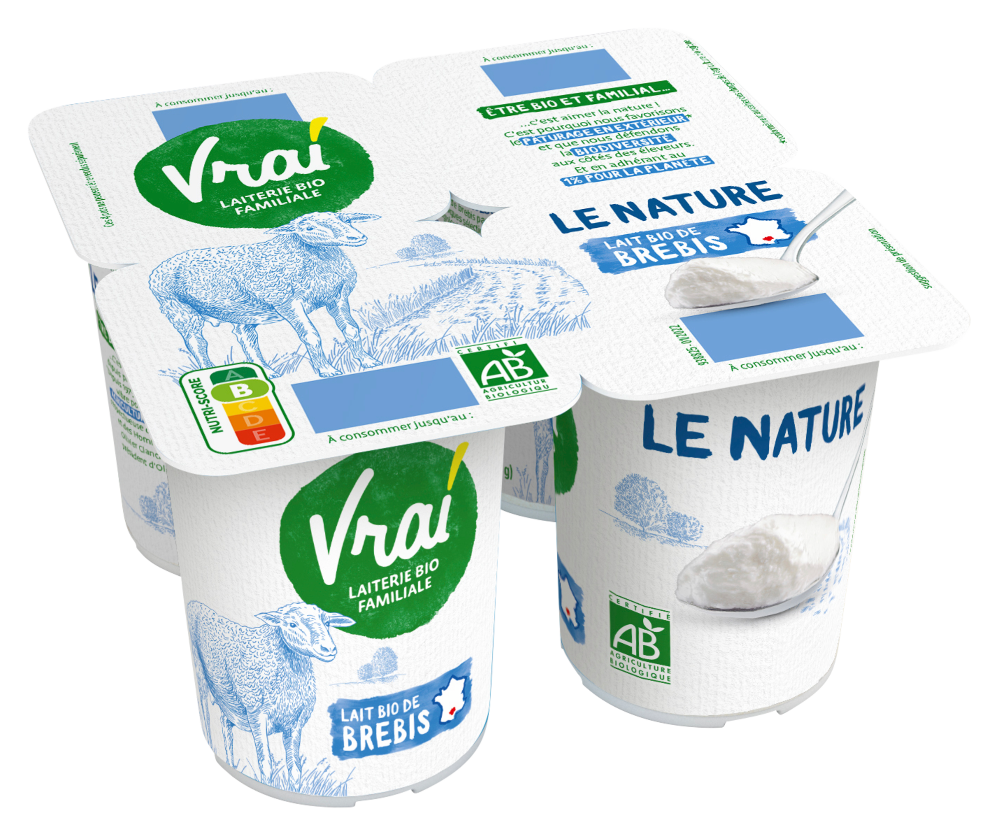 Yaourt au lait bio de brebis Le nature 