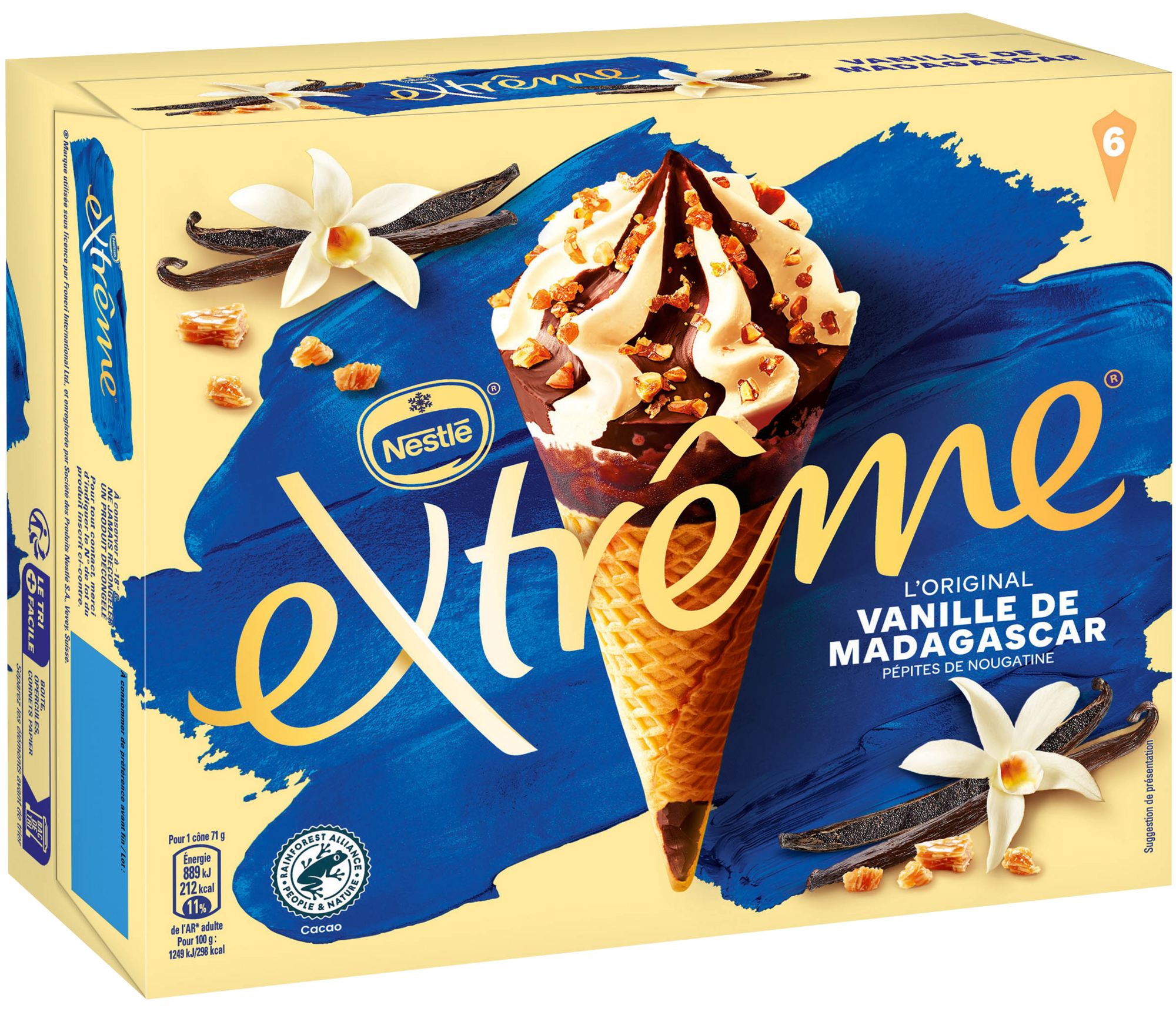 6 cônes glacés vanille de madagascar