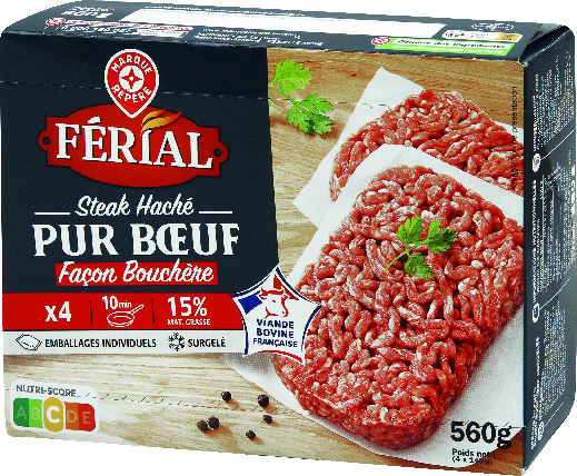 4 STEAKS HACHÉS FAÇON BOUCHÈRE SURGELÉS 15% MAT.GR.(7)