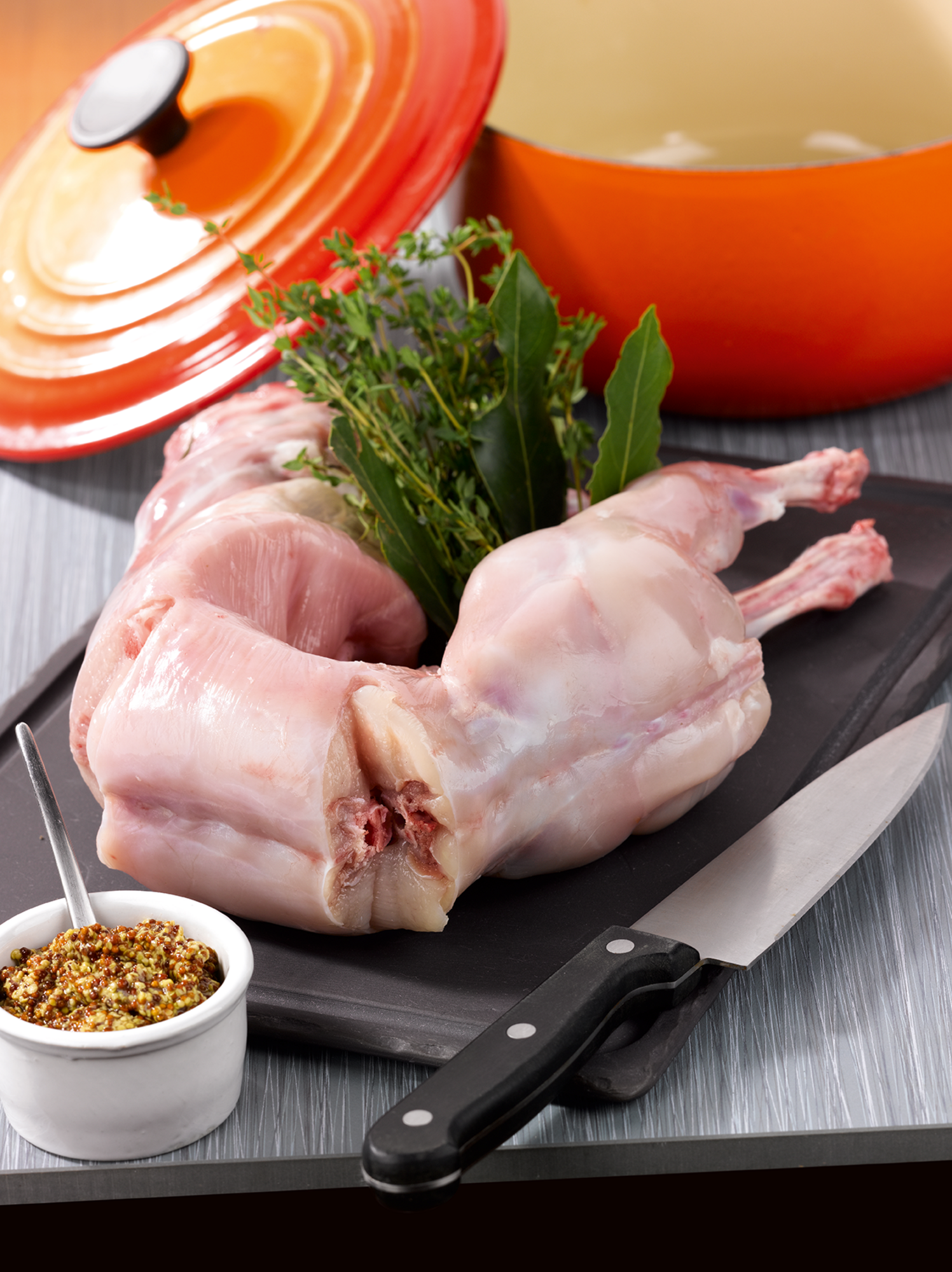 Lapin entier découpé bleu blanc coeur