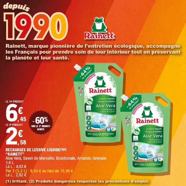 RECHARGES DE LESSIVE LIQUIDE(1)(2)