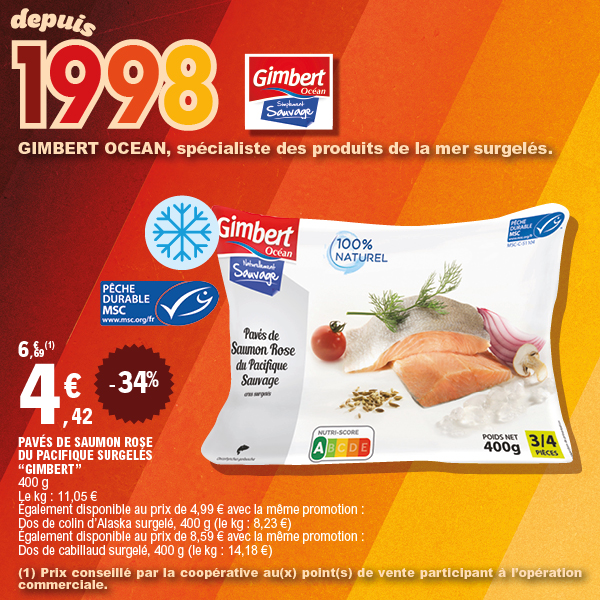 PAVÉS DE SAUMON ROSE DU PACIFIQUE SURGELÉS