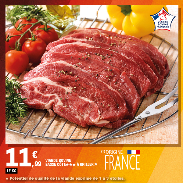 VIANDE BOVINE BASSE*** CÔTE À GRILLER