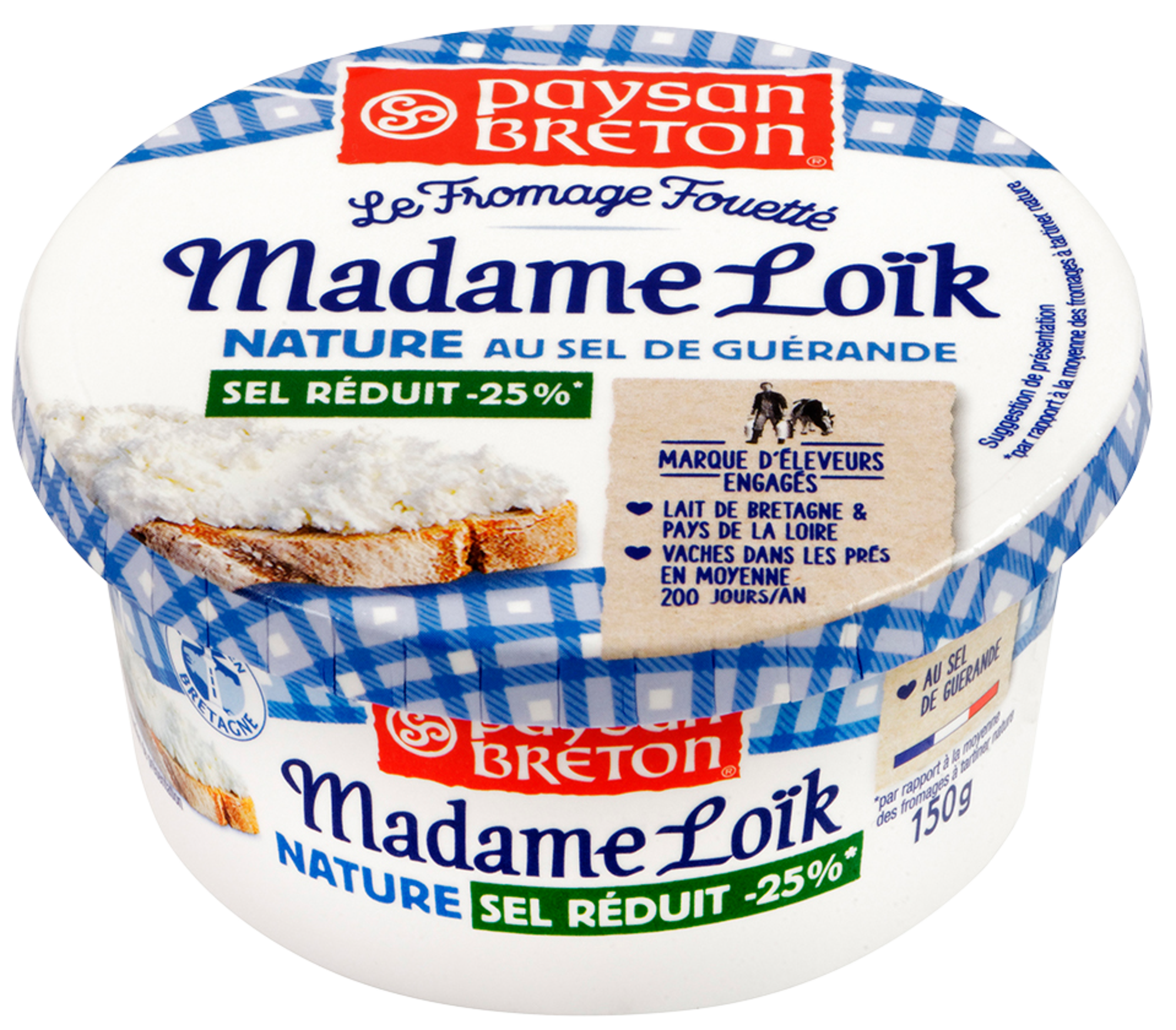 Le fromage fouetté Nature -25% de sel 24% Mat.Gr.