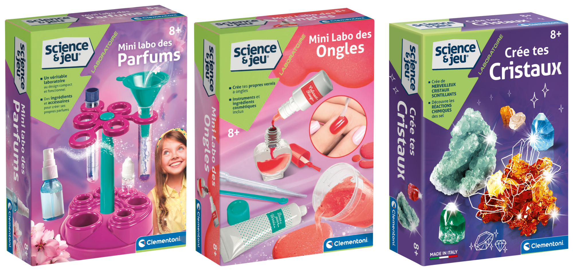 1. LOT DE 3 COFFRETS PARFUM ET CRISTAUX
2. LOT DE 3 COFFRETS CRISTAUX, BOTANIQUES ET FOSSILES 