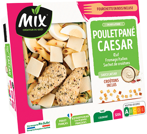 SALADE & PENNE POULET PANé CAESAR + CROÛTONS inclus