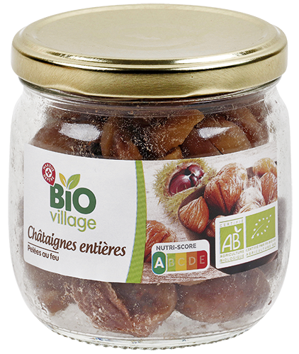 CHÂTAIGNES ENTIÈRES PELÉES AU FEU BIO