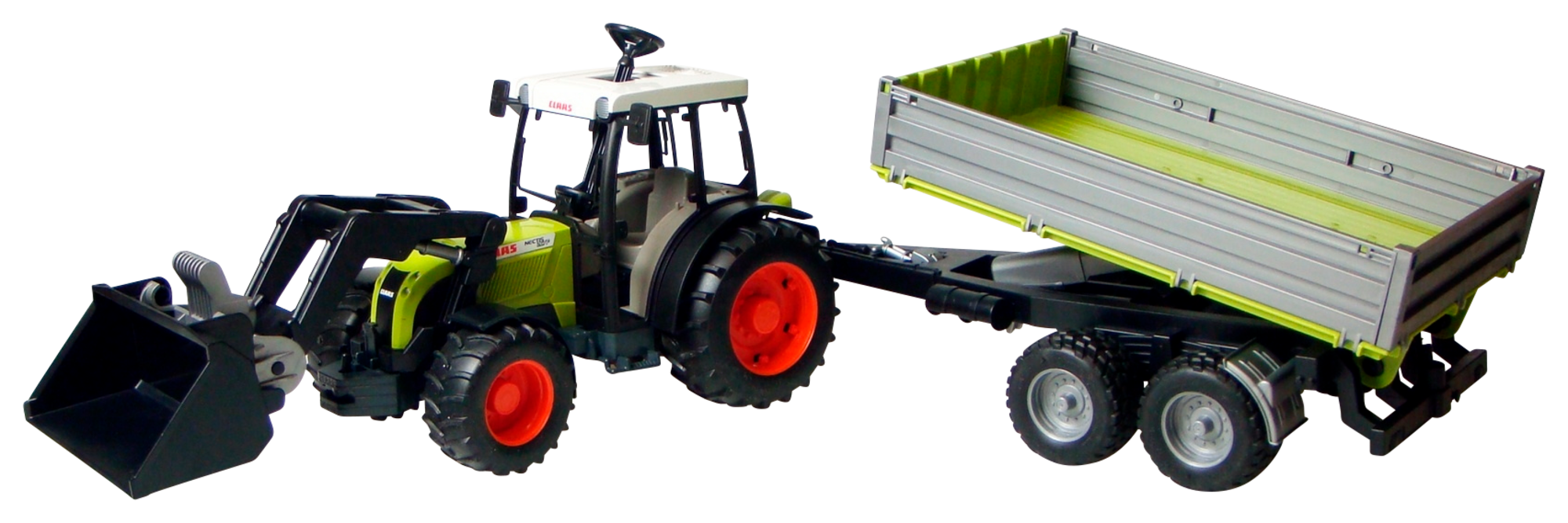 TRACTEUR "CLAAS" avec fourche et remorque 