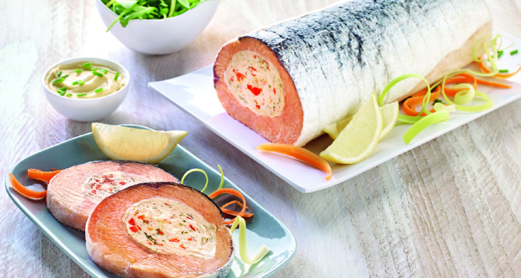 FILET DE SAUMON FARCI À LA MOUSSELINE DE CREVETTE