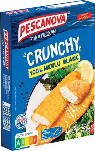 CRUNCHY 100% MERLU BLANC
OU 100% COLIN D'ALASKA
SURGELÉ