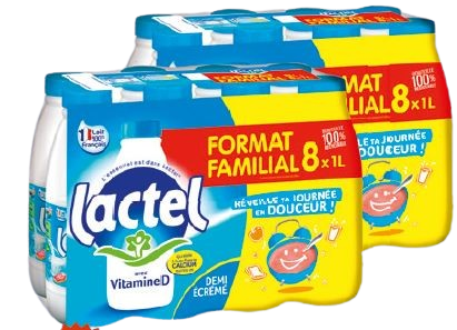 LAIT UHT VITAMINE D DEMI-ÉCRÉMÉ FORMAT FAMILIAL