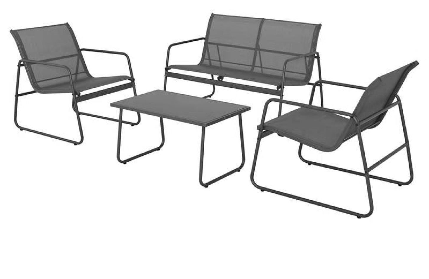 SALON BAS 4 PIECES ACIER TISSÉ NOIR