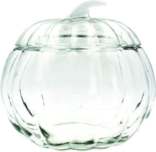 BONBONNIÈRE EN VERRE TRANSPARENT EN FORME DE CITROUILLE