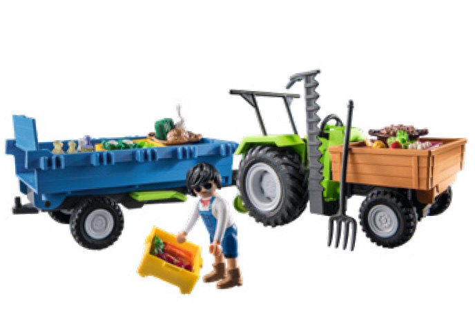 TRACTEUR AVEC REMORQUE/BARRAGE DE POLICE VOITURE ET MOTO/PICNIC EN CALÈCHE