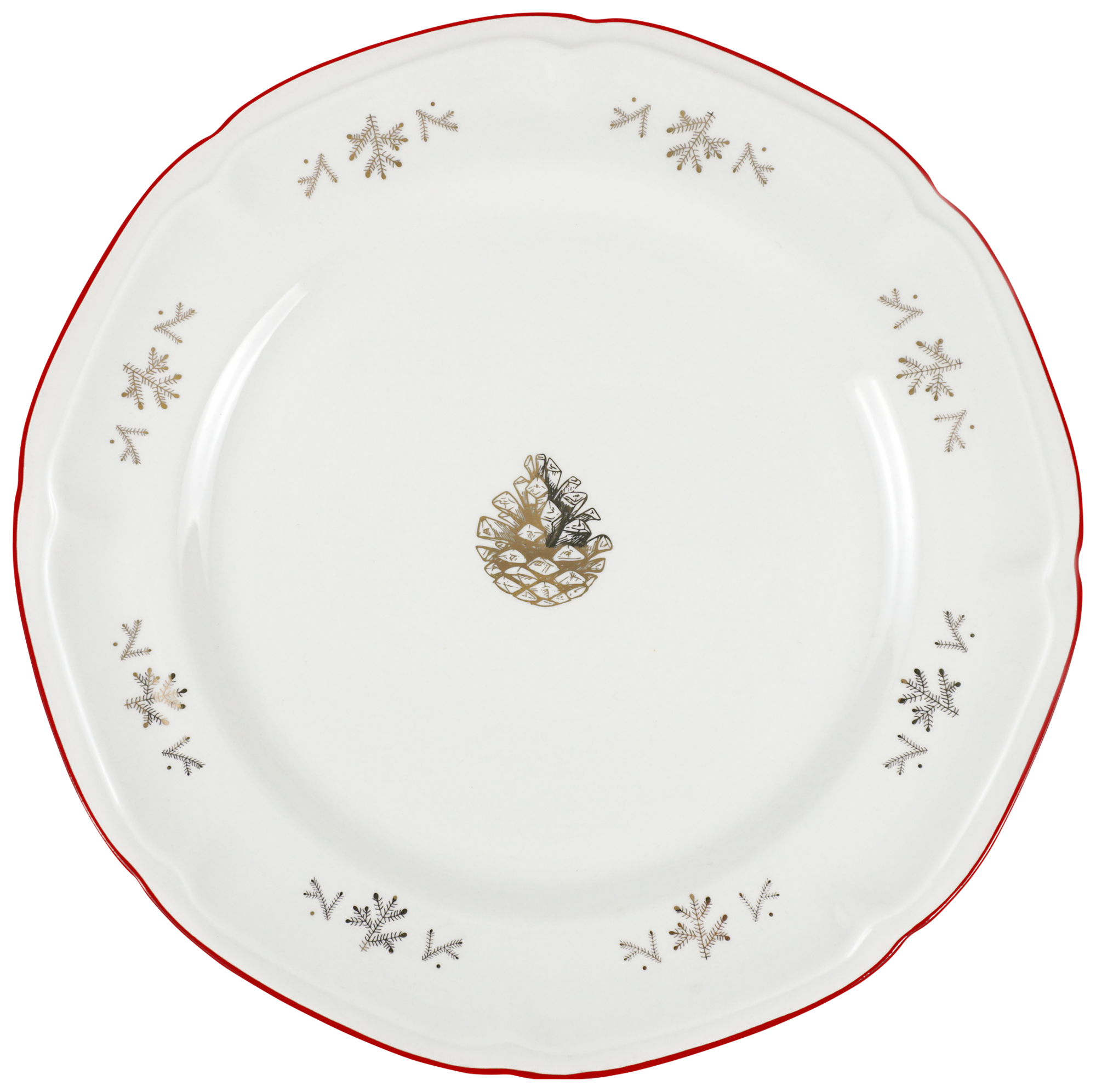 ASSIETTE PLATE 27 CM POMME DE PIN DORÉE