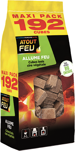 192 CUBES DE BOIS CIRE VÉGÉTALE ALLUME-FEU