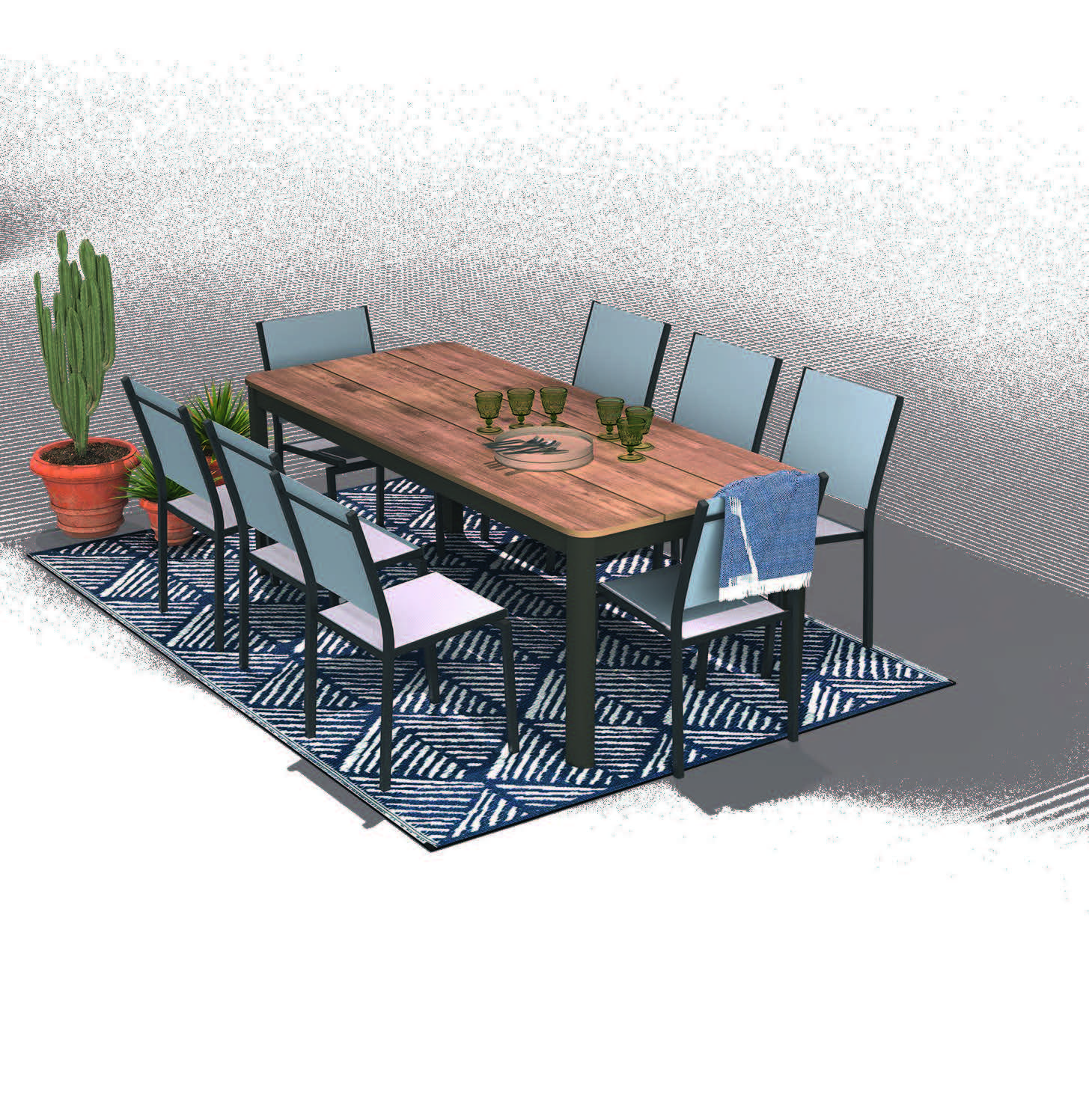 TABLE RECTANGULAIRE PLATEAU IMITATION BOIS