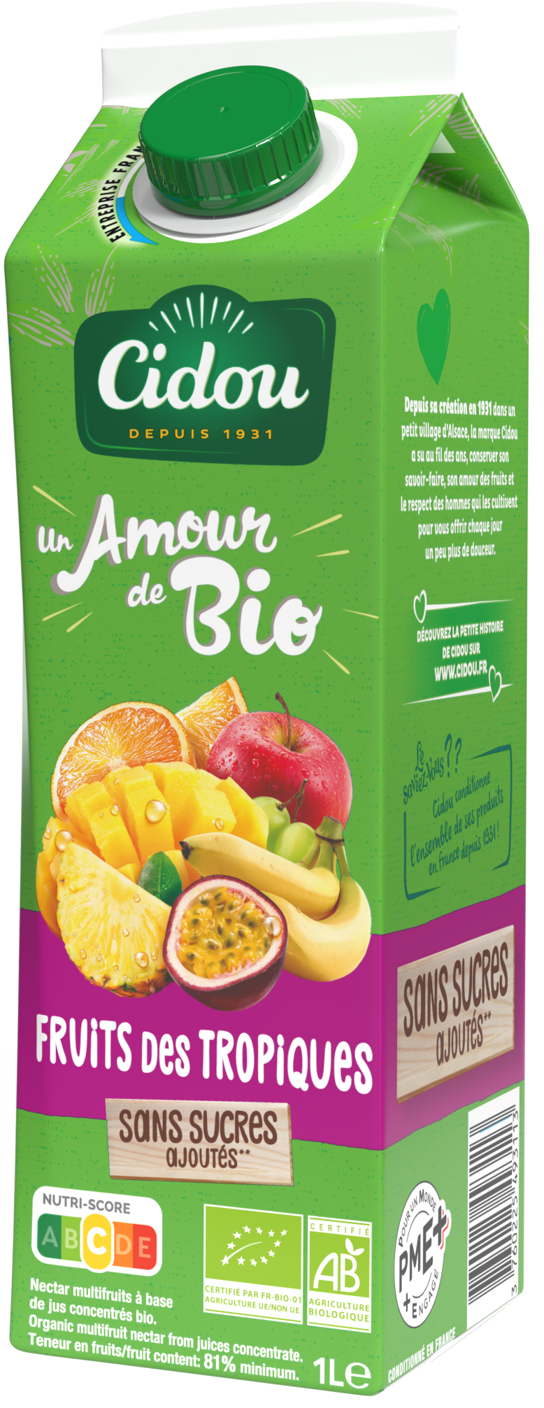 NECTAR FRUITS DES TROPIQUES SANS SUCRE AJOUTÉ BIO