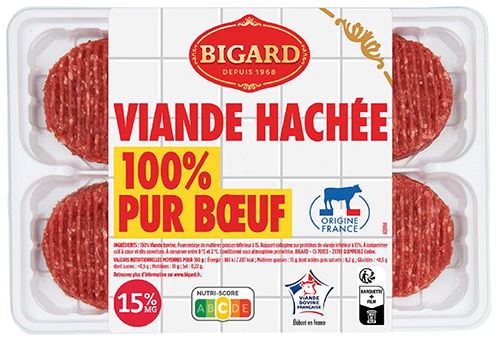 8 STEAKS HACHÉS 15% MAT.GR. 100% PUR BŒUF