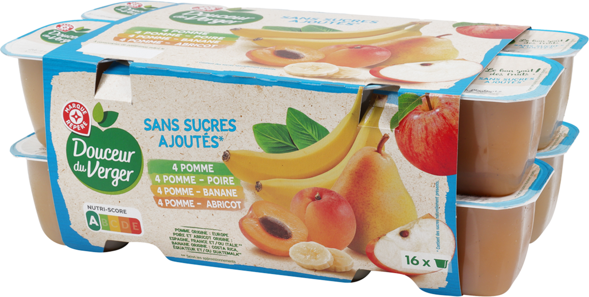 COMPOTES COUPELLES DE FRUITS SANS SUCRES AJOUTES X16