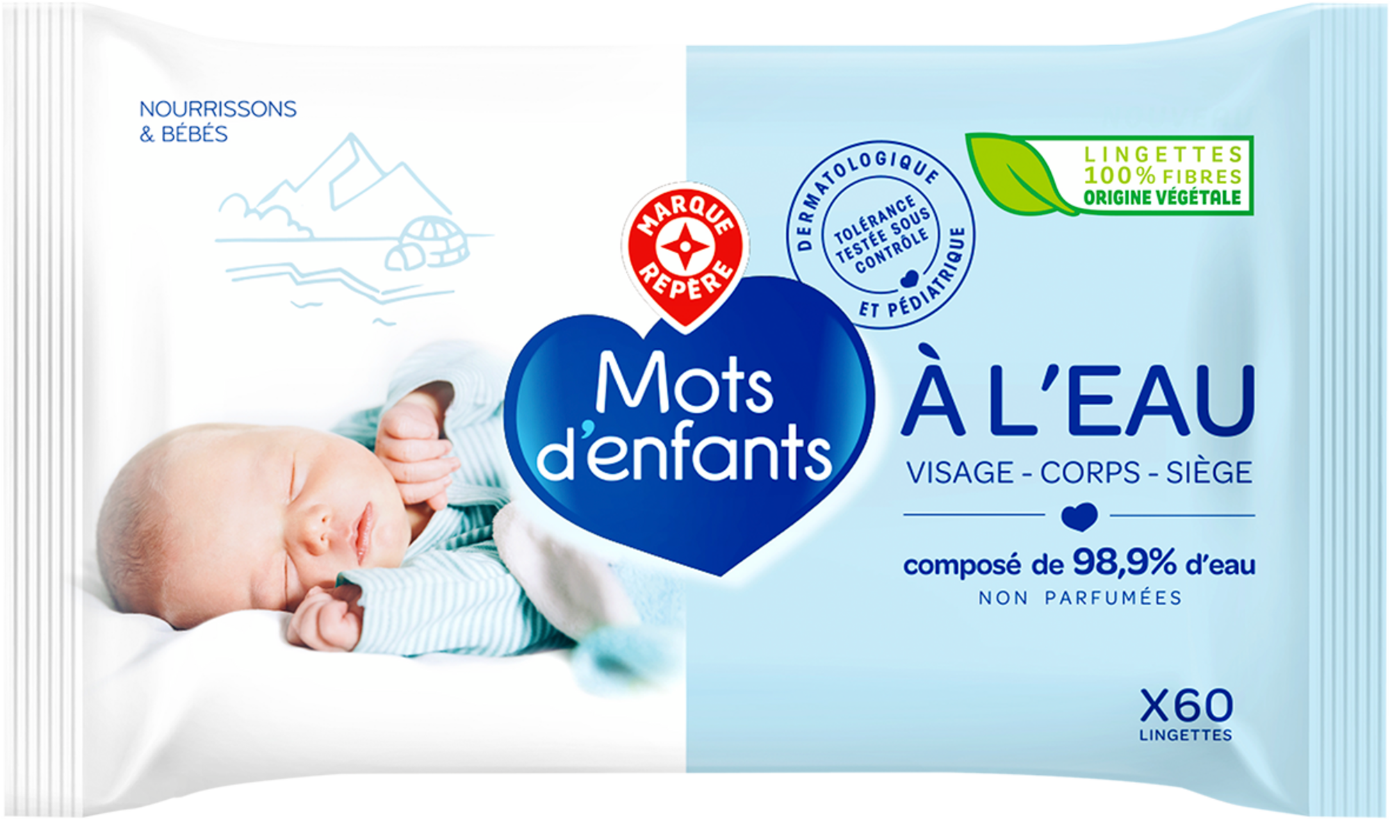 LINGETTES BÉBÉ À L'EAU "MOTS D'ENFANTS"