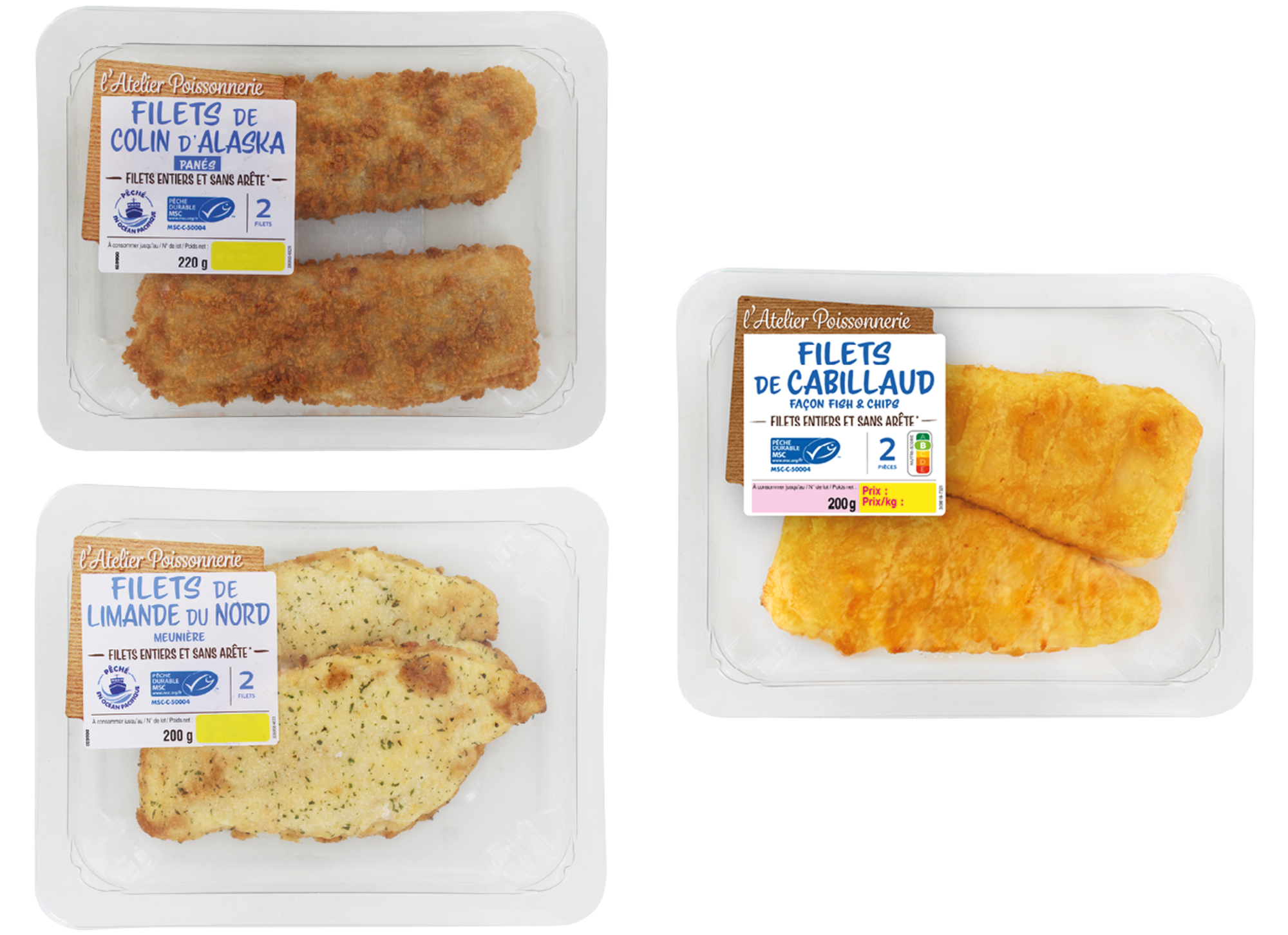 SUR LES PRODUITS PRÉSENTS EN MAGASIN DE LA GAMME PANÉS "L'ATELIER POISSONNERIE"