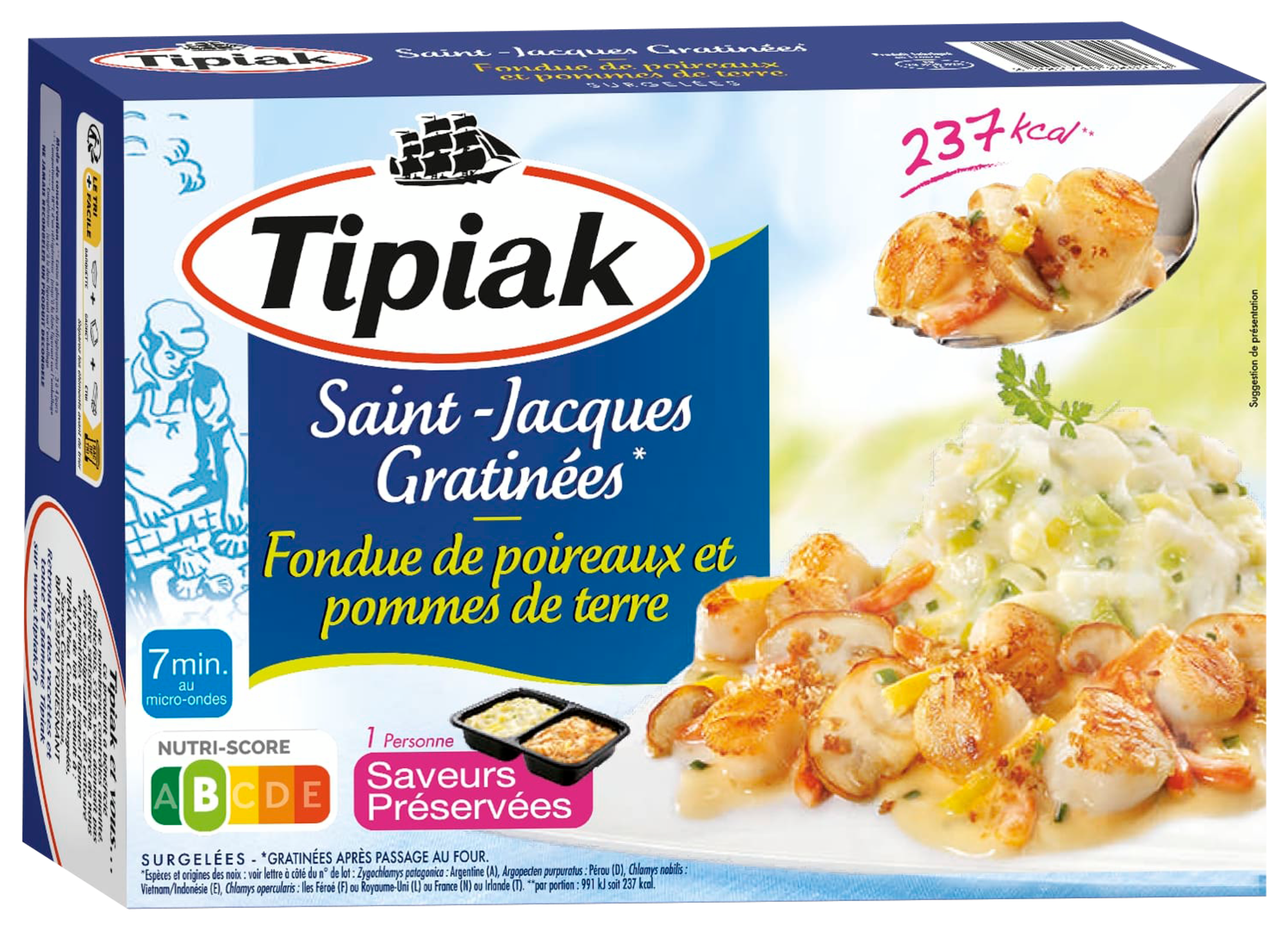 Saint-Jacques gratinées fondue de poireaux et pommes de terre surgelées*