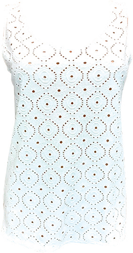 HAUT BRETELLES LARGES MAILLE ASPECT BRODERIE ANGLAISE