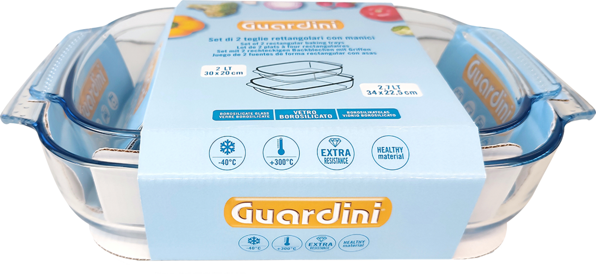 LOT 2 PLATS À FOUR RECTANGULAIRES AVEC POIGNÉES EN VERRE BOROSILICATE