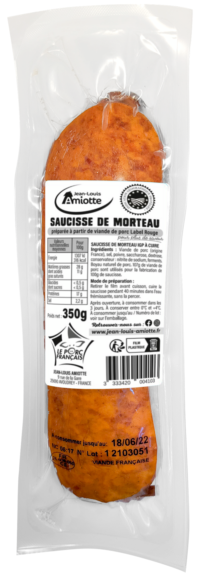 Saucisse de Morteau Label Rouge IGP 