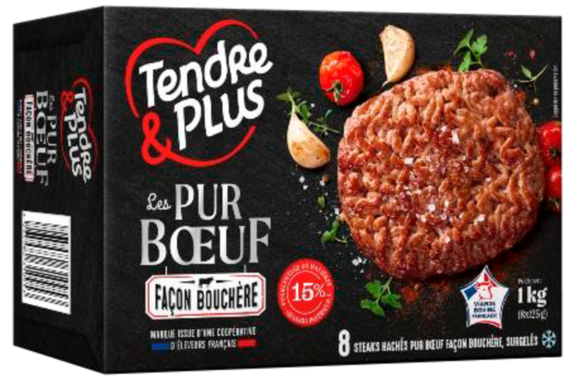 8 steaks hachés façon bouchère 15% Mat. Gr. surgelés