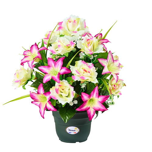 POT DE ROSES/LYS/FLEURETTES