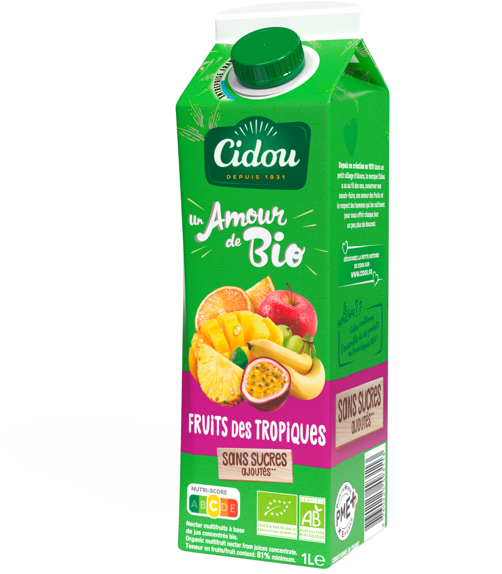 NECTAR FRUITS DES TROPIQUES SANS SUCRES AJOUTÉS BIO 