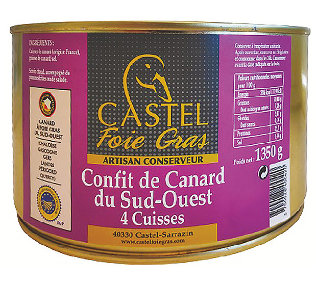 CONFIT DE CANARD DU SUD-OUEST 4 CUISSES Castel Foie Gras
