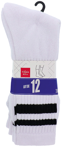 LOT DE 12 PAIRES DE CHAUSSETTES DE SPORT HOMME