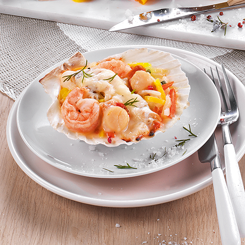 CASSOLETTE CABILLAUD ST-JACQUES* CREVETTES