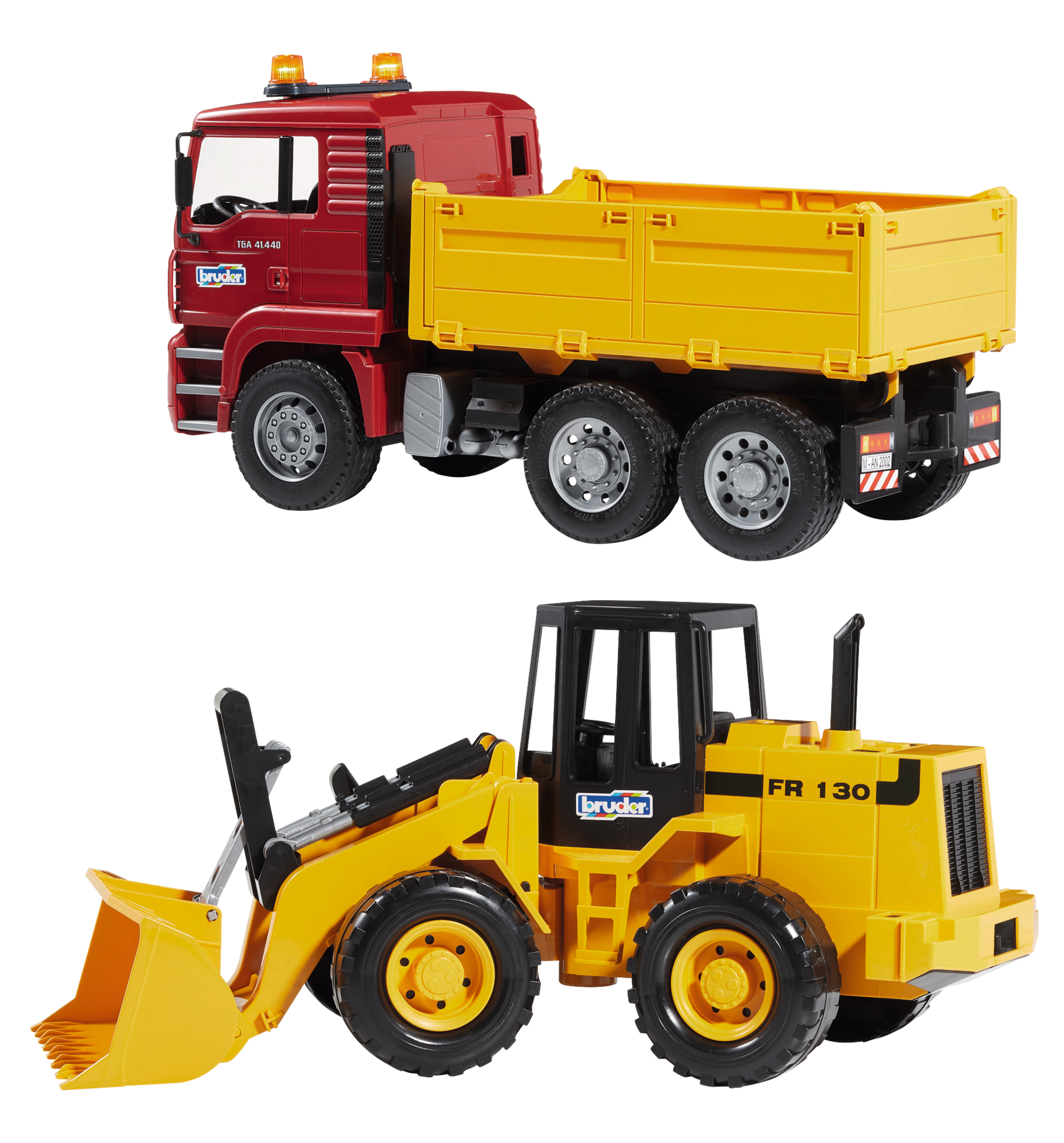 Camion benne avec pelleteuse