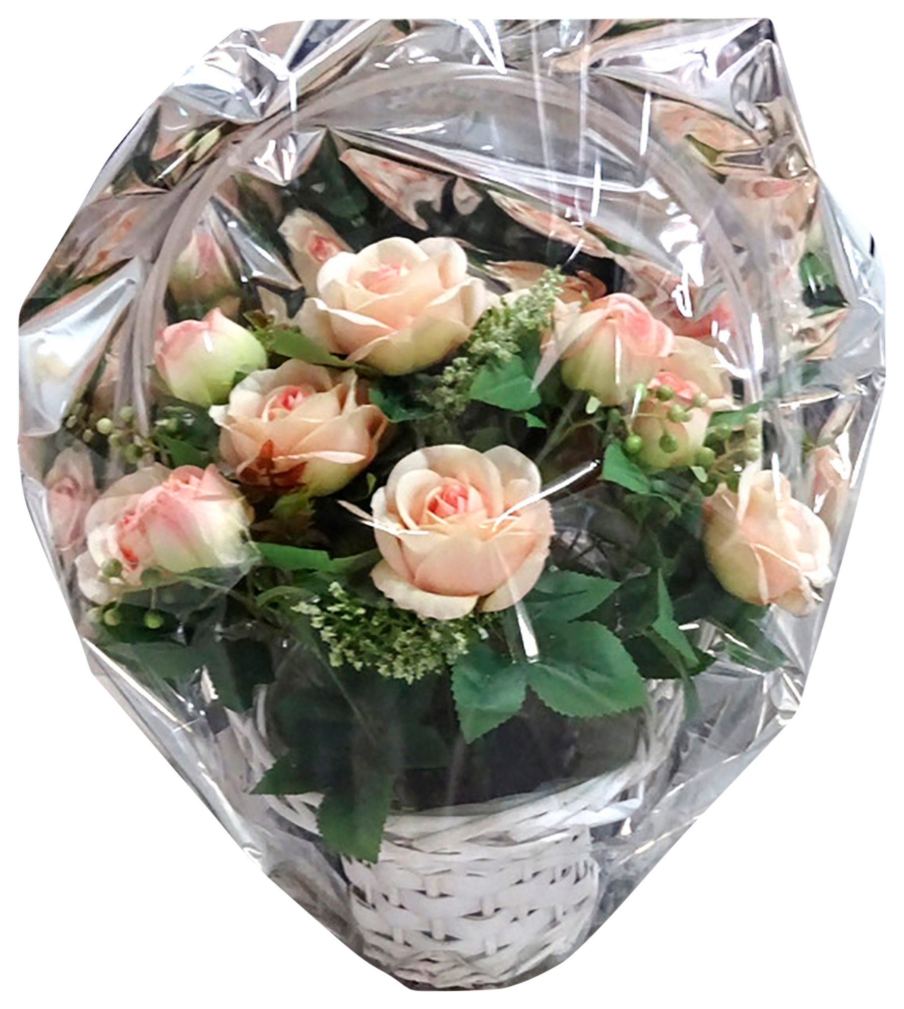 PANIER EMBALLÉ DE ROSES