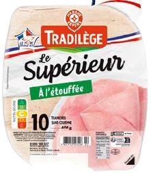 JAMBON DE QUALITÉ SUPÉRIEURE DÉCOUENNÉ DÉGRAISSÉ CUIT À L'ÉTOUFFÉE