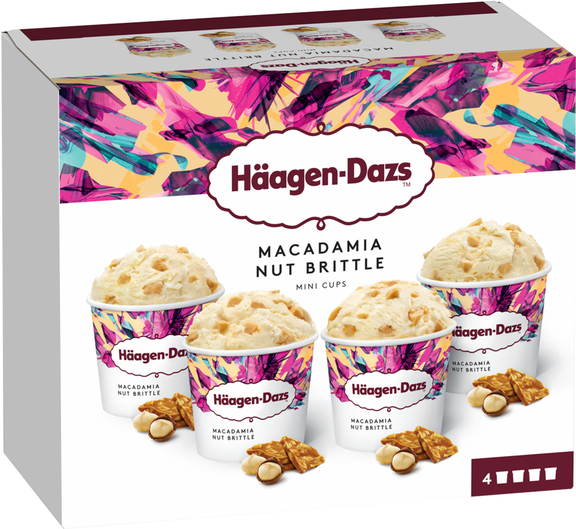 4 mini pots de crème glacée Macadamia Nut Brittle
