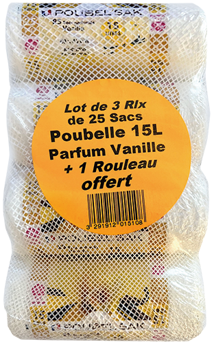 SACS POUBELLE PARFUM VANILLE 15 L