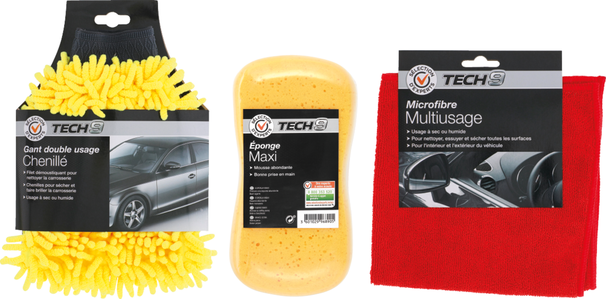 SUR LES ACCESSOIRES DE LAVAGE PRÉSENTS EN MAGASIN DE LA GAMME "TECH9"