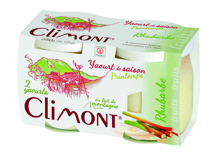 YAOURT AUX FRUITS DE SAISON (RHUBARBE) OU FRAISE D’ALSACE X2