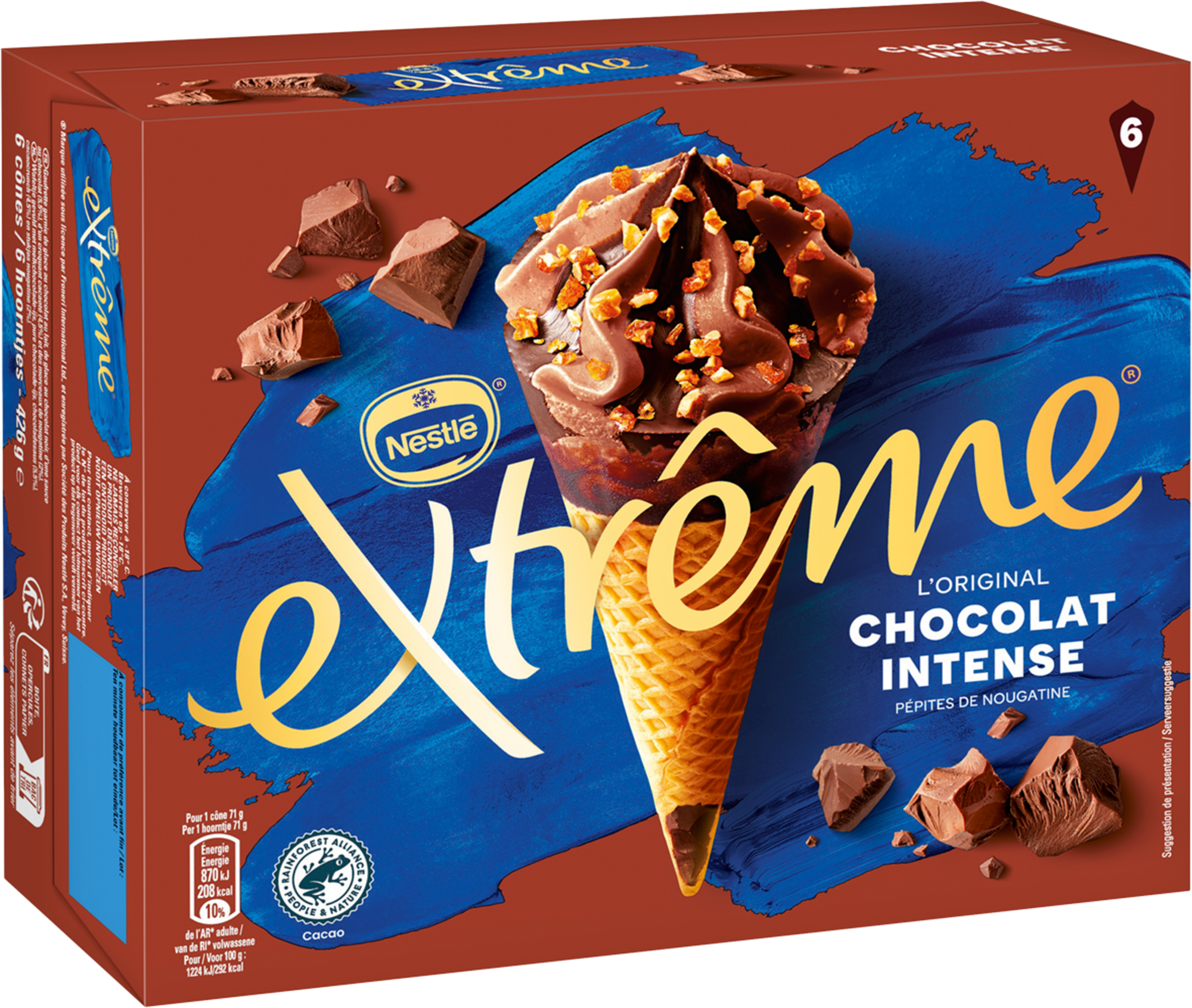 6 cônes glacés chocolat intense