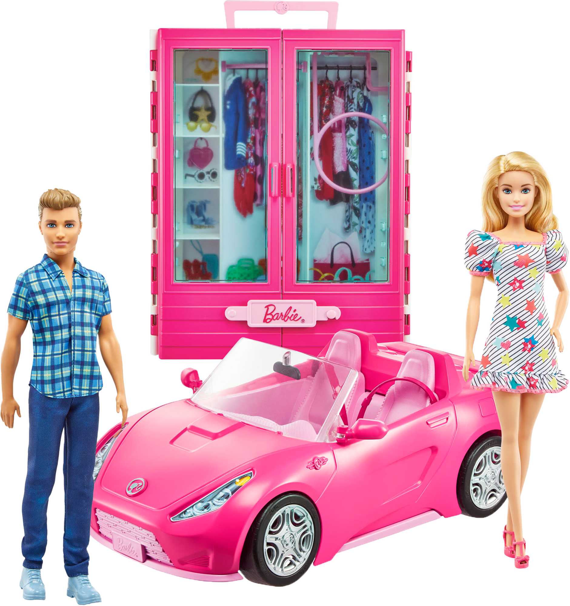 MAXI COFFRET BARBIE ET KEN, DRESSING ET CABRIOLET